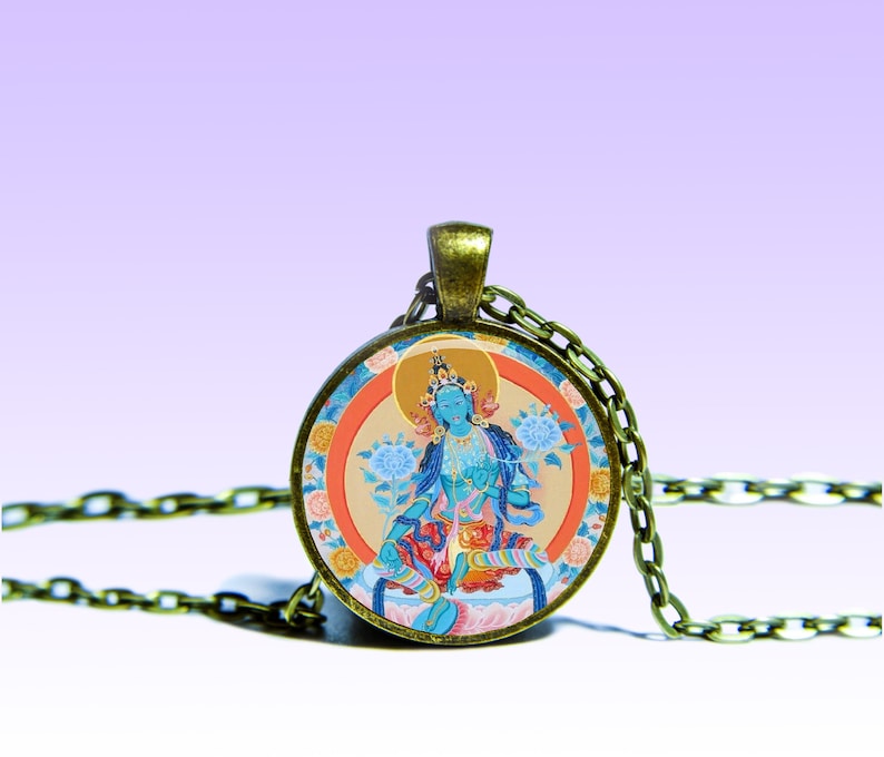 Dakini Ekajati Amulet Om NECKLACE M\u0101hac\u012bnat\u0101r\u0101 Amulet Charm Blue Tara Pendant Yoga for Him or Her