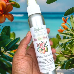 Aceite en bruma para cabello y cuerpo Apple Mango Tango - Cuidado vegano de la piel, 113 ml