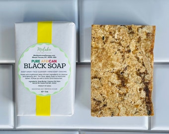 Two (2) African Black Soap, Black African Soap, African Soap, Black Soap, Soft Black Soap, Raw Black Soap, Natural Soap, Body Wash, 4oz each