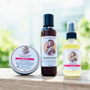 Kit vegano para el cuidado de la barba: Lion Man's Mane - Jabón, bálsamo y aceite para barba