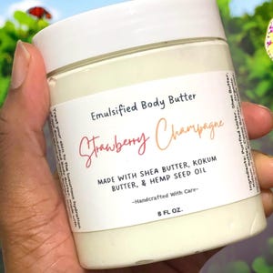 8oz Emulsified Body Butter: Shea, Kokum & Hemp Oil - Hydrating Body Cream