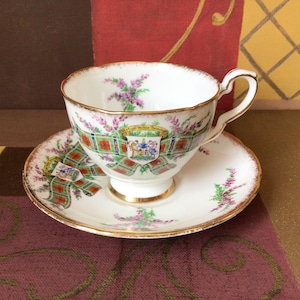 Royal Stafford Maclean Teacup and Saucer, Tartan Series Tea Cup Set, Bone China Made in England Tea Cup Duo