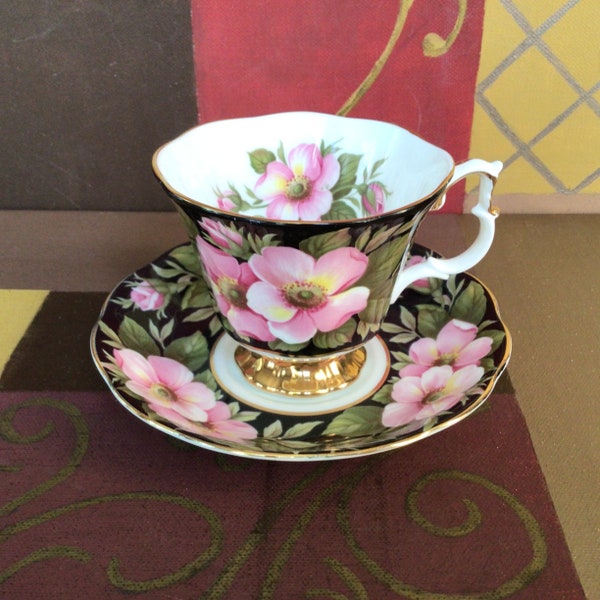 Royal Albert Alberta Rose Teacup and Saucer, Provincial Flowers Series, Bone China England, Gainsborough Teacup Set