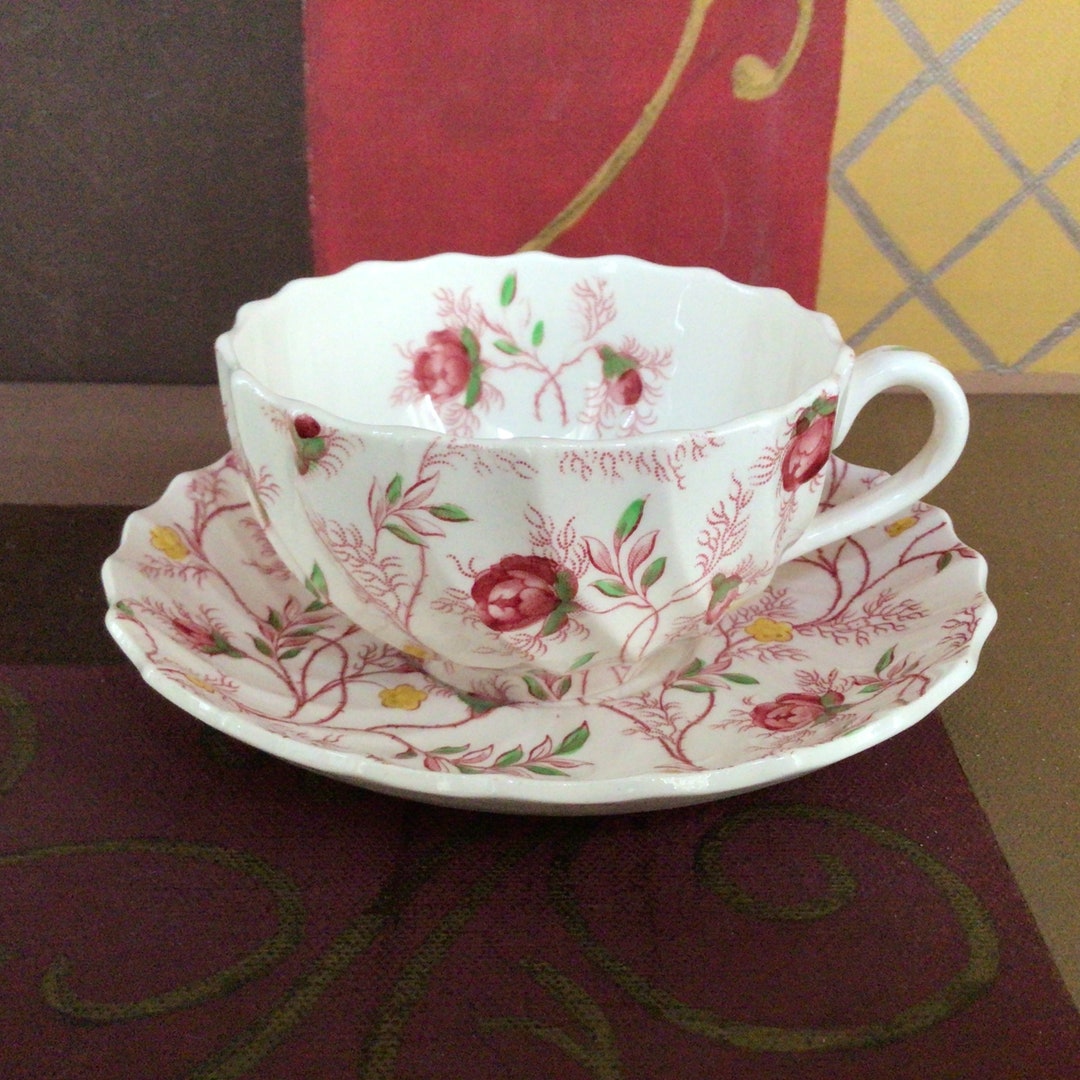 Copeland Spode Rosebud Chintz Teacup and Saucer England Pink Etsy