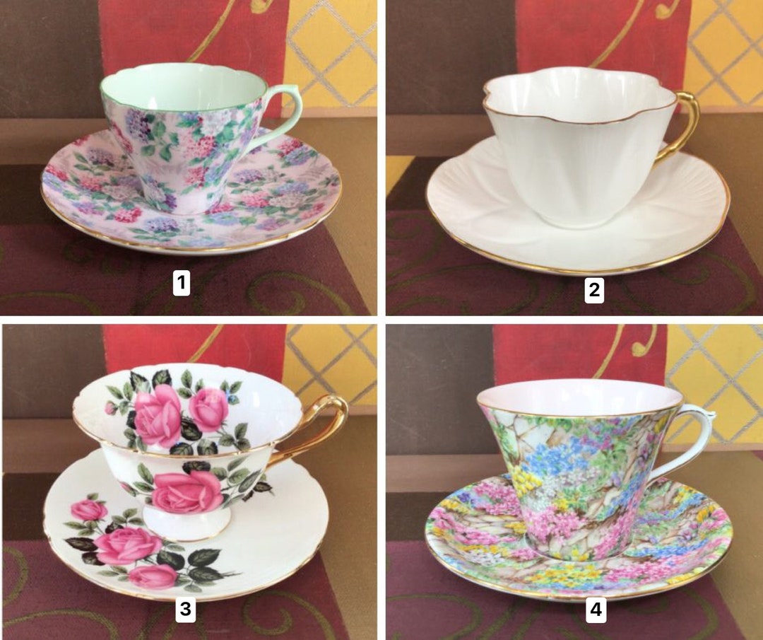 Shelley Teacups and Saucers Selection, Bone China England Tea Cup Duos