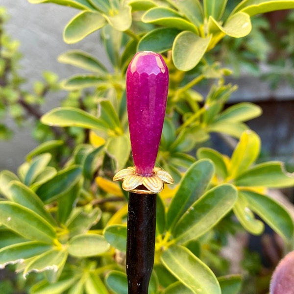 Tulip Hair Stick • Magenta Jade • Flower Hair Stick • Friendship Gift • Beach Buns Hair Sticks