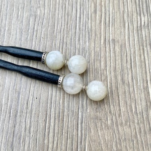 Moonstone Hair Sticks • June Birthstone Gift • June Birthday Gift for Women • Beach Buns Hair Sticks