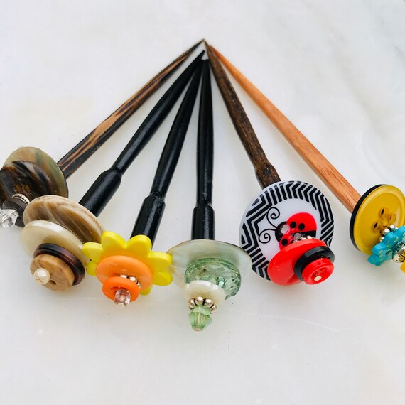 Butterfly Button Hair Sticks Button Art Spring and Summer Beach Hair Beach Buns Hair Sticks