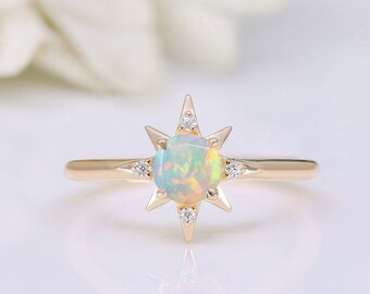 Natural Opal Wedding Bridal Ring For Her, Antique Ring, *Engagement Ring For Women* Vintage Art deco Bridal Moissanite Ring For Love