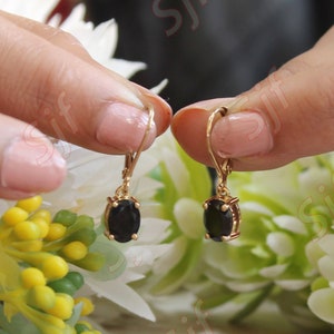 Black Onyx Earrings, Lever Back Women&#39;s Earrings For Gift, Natural Black Onyx Drop Earrings, Gift For Birthday, Anniversary Gift For Wife