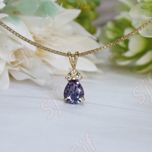 1.30 Cts Lab Alexandrite Pendant, 18 Inch Box Chain Pendant, Alexandrite Silver Pendant, Gift for Daughter, Gift for wedding, Christmas Gift