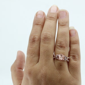 1.78ct, Lab Created Morganite Gemstone Engagement Ring, Vintage Art deco Bridal Moissanite Ring, Bridal Sunflower Ring, Gift For Love, Women
