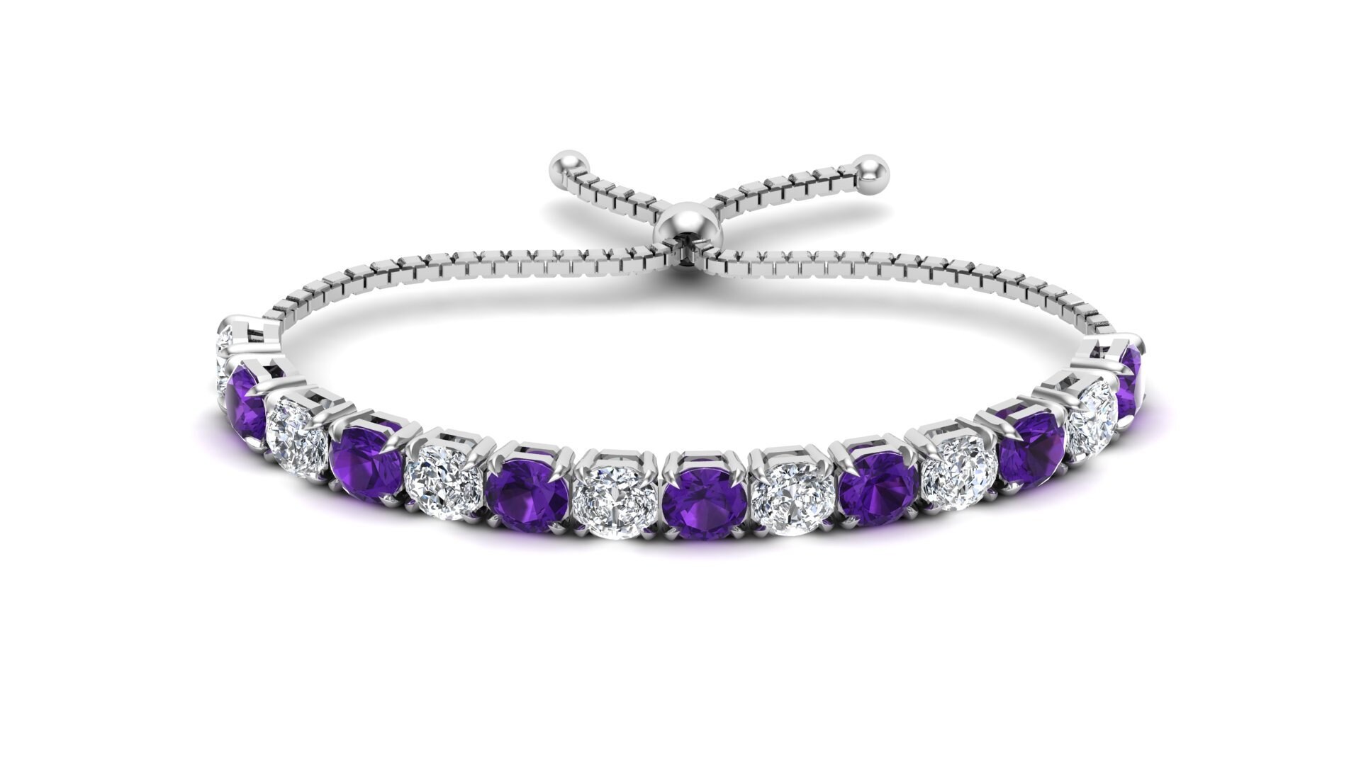 ラウンド 5.00 ホワイトトパーズ＆アメジスト レディース スライダー