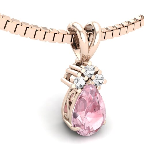 1.30 Cts Pink Morganite Pendant 18 Inch Box Chain Pendant Pink stone Pendant Gift for Love Moissanite Pendant Christmas Gift shops for anniversary