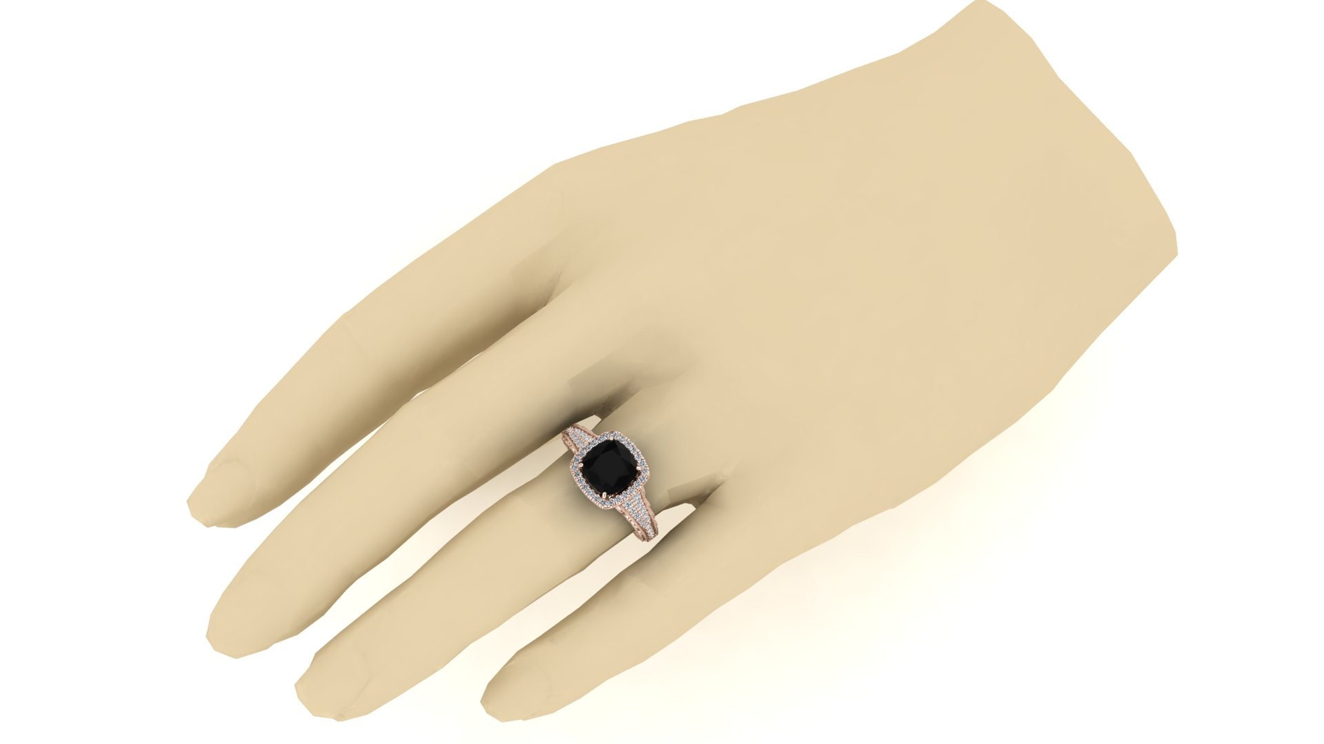 2.30cts Natural Black Onyx Engagement Ring for Her, Antique