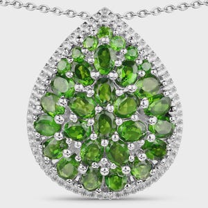 4.65 Carat Genuine Chrome Diopside 925 Sterling Silver Pendant, Anniversary Gift, Birthday Graduation Gift Engagement Pendant For Wife