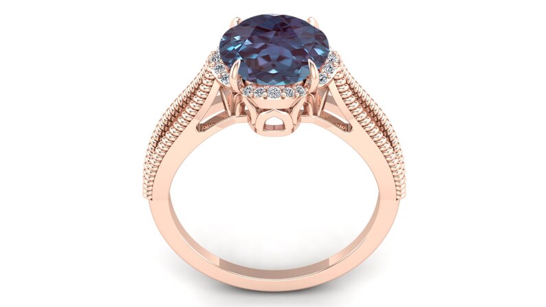 Lab Created Alexandrite Gemstone Engagement Ring Gift For Women 2.20ct Vintage Art deco Moissanite Ring Her Bridal Ring Valentine Ring
