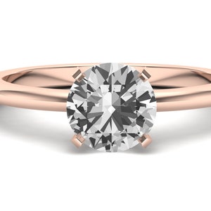 1.67ct AAA Natural White Topaz Engagement Bridal Ring, Wedding Ring For Love, 14K Rose Gold Plated Ring, Unique Solitaire Ring, Gift For Her
