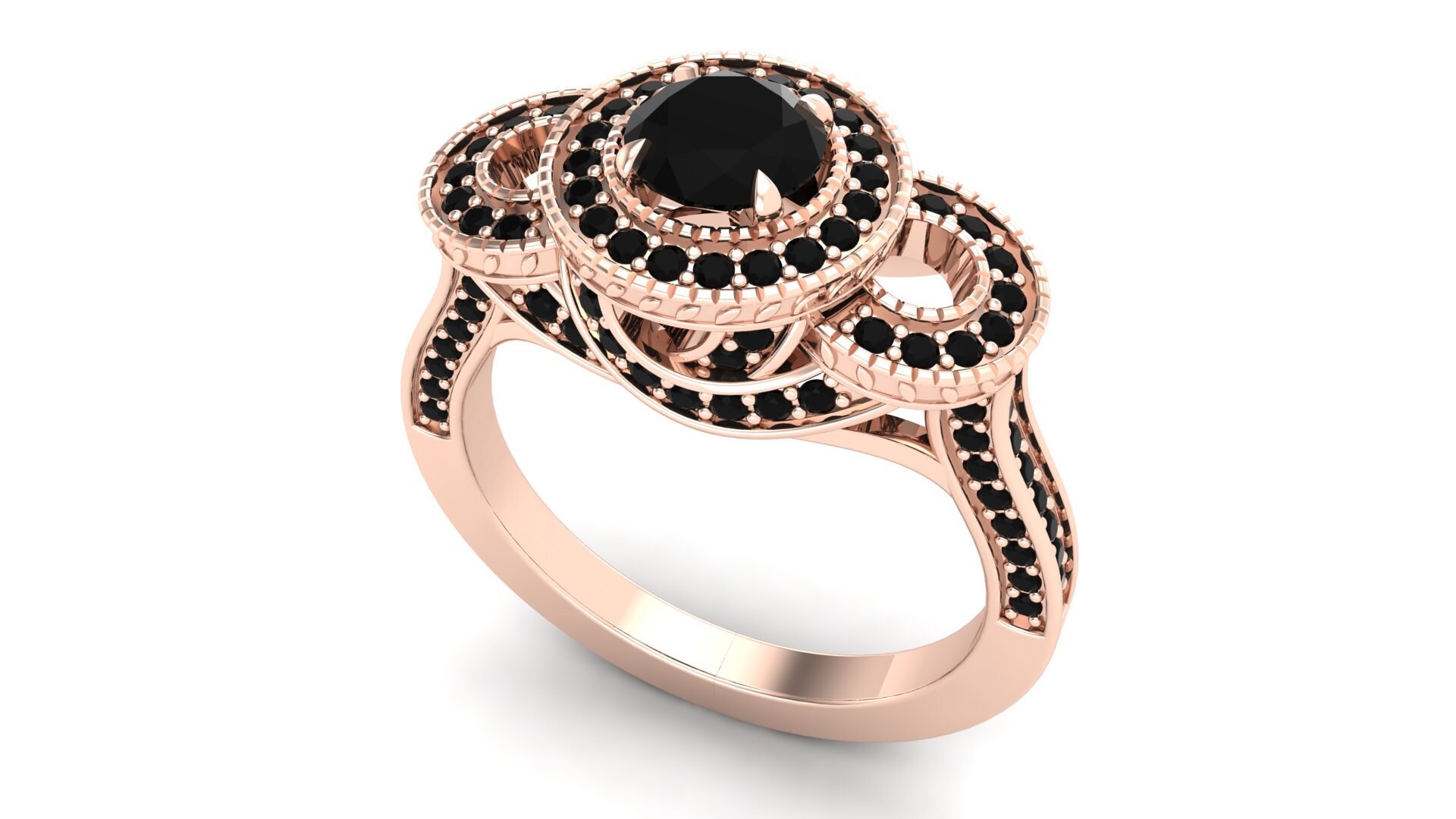 AAA Natural Black Onyx Gemstone Engagement Ring Vintage Art | Etsy