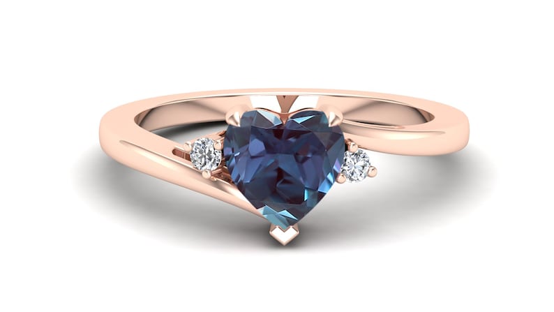 Heart Shape Alexandrite shops Gemstone Wedding Ring, Vintage Art deco Bridal Moissanite Ring, Heart Shape Ring, Valentine Ring, Gift For love, Her