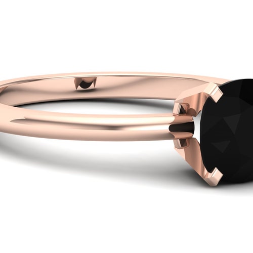 Cushion7.00 Natural Black Onyx shops Wedding Ring, 14K Rose Gold Plated Engagement Ring, Vintage Art Deco Bridal Solitaire Ring, Gift For Love