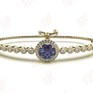 Alexandrite Bracelet, Beautiful Slider Bolo Lock Bracelet For Her, Birthstone Bracelet, Handmade Women&#39;s Jewelry, Valentine Special Gift