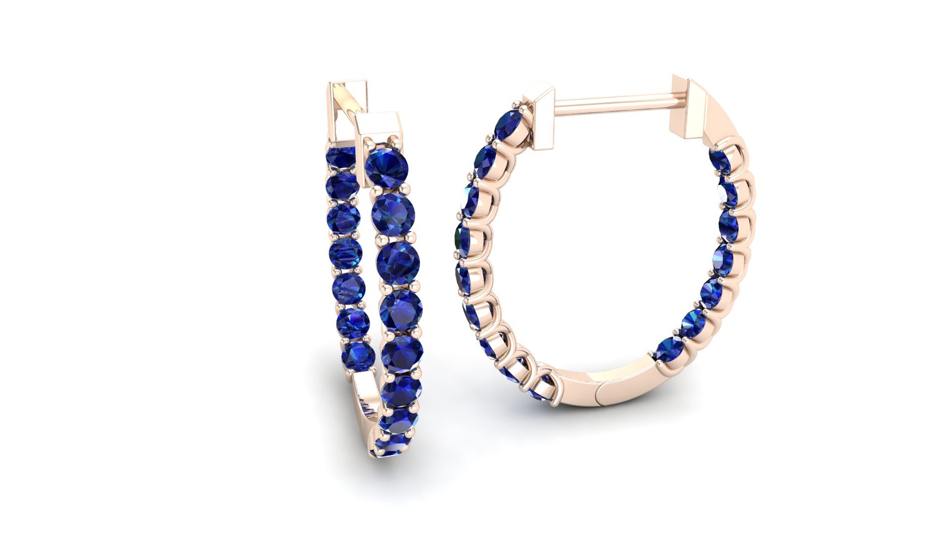 ピアス STONEHENgE 14K earrings SO0280 1.80ct, Natural Blue Sapphire Hoop Earring, Eternity Band