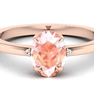 1.62ct AAA Peach Morganite and Moissanite in 14K Rose Gold-Plated Engagement Ring, Vintage Art deco Morganite Ring, Christmas Gift For Love