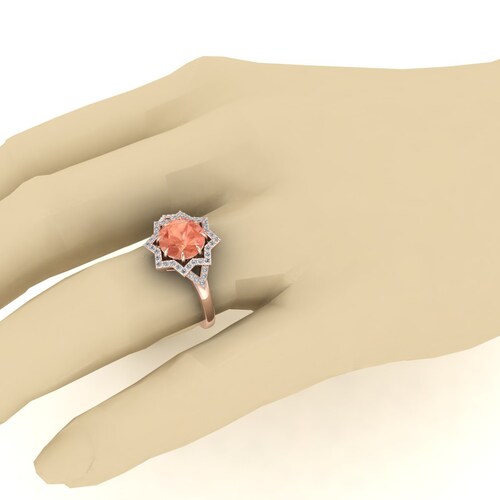 1.78ct, Peach Morganite Gemstone Engagement Ring, Peach Stone shops Star Shape Ring For Her, Bridal Moissanite Ring, Solitaire Ring, Gift For Wife