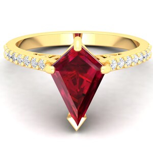 Vintage Ruby Kite Engagement Ring (Sterling Silver, 12x8mm)