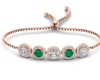 ラウンド 5.00 エメラルド & ホワイト トパーズ レディース スライダー