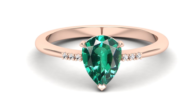 Wedding Ring For Bride Antique Pear Shape Green Stone Ring Gift For Love Pear 8x6 Emerald Engagement Bridal Ring Bridal Moissanite Ring