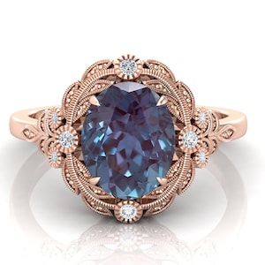 AAA Color Change Alexandrite Gemstone Vintage Style Engagement - Etsy