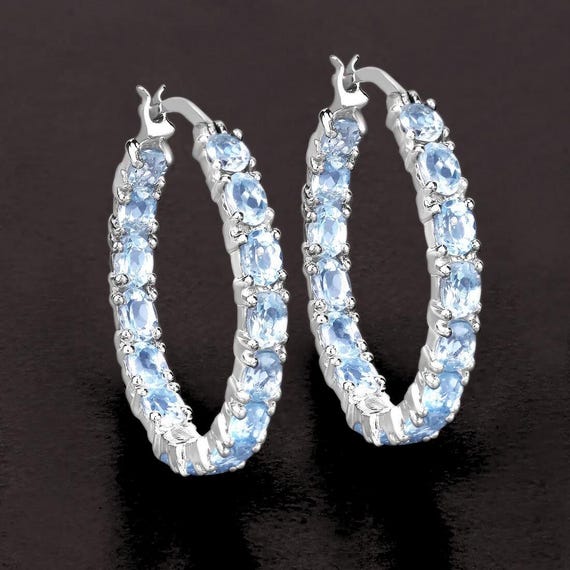 Orecchini in argento sterling 925 fatti a mano con pietra preziosa sfaccettata di topazio blu, orecchini in argento con topazio blu, orecchini in argento con topazio per matrimonio, regalo per amore Orecchini in argento sterling 925 fatti a mano con pietra preziosa sfaccettata di topazio blu, orecchini in argento con topazio blu, orecchini in argento con topazio per matrimonio, regalo per amore