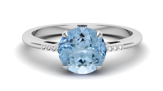 Round aquamarine best sale ring