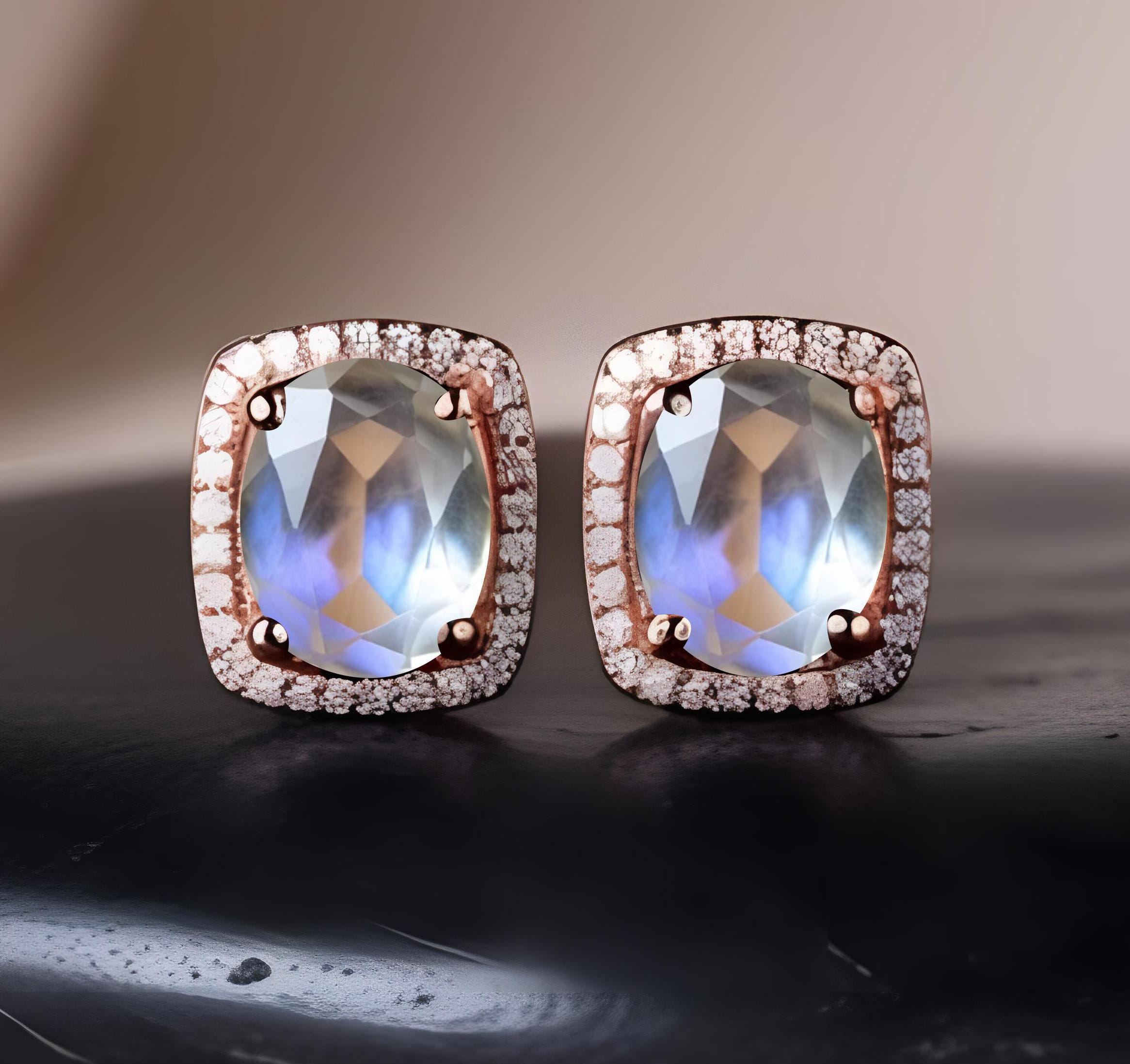 Orecchini a cerchio a forma di stella con pietra di luna in argento sterling, Argento sterling, Larimar