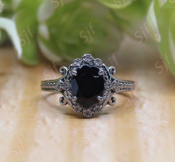 Crystal Rings | Buy Online Natural Black Onyx Crystal Design Ring