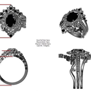 Upper and Lower Enhancer Bands for Black Onyx Vintage Art deco Floral Ring (does not include main center ring)