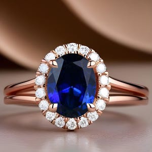 Oval Blauer Saphir Verlobungsring Ehering 14K Gold 925 Silber Halo Ring Versprechensring Brautring Geburtstag Geschenk Jahrestag Geschenk