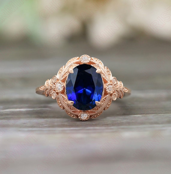 Blue stone wedding online rings