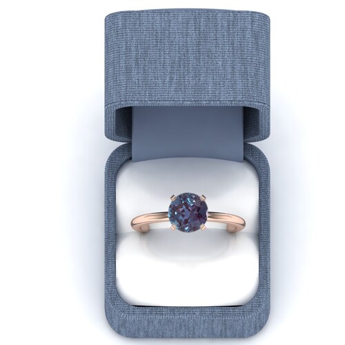 1.68ct AAA Lab Created Alexandrite Round Shape in 14K Rose Gold Plated Engagement Ring shops Vintage Antique Art Deco Solitaire Ring for Women