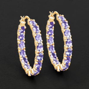 5.10 Carat Genuine Tanzanite .925 Sterling Silver Earrings, Anniversary Gift, Earlobe Handmade Earrings Ready To Ship Earrings Birthday Gift