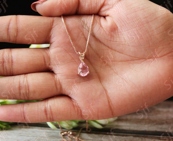 Natural Orange Morganite Pendant (10+ Ct) Pear Cut In 925 Sterling Silver – Handmade Jewelry