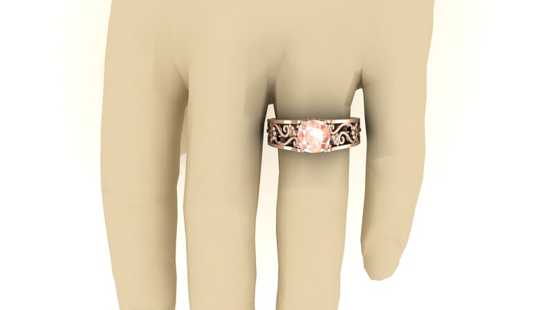2.60cts Peach Morganite Gemstone Wedding Ring For Bride Antique Vintage Art deco Cushion 8.00 Peach Stone Ring For Love Gift For Birthday
