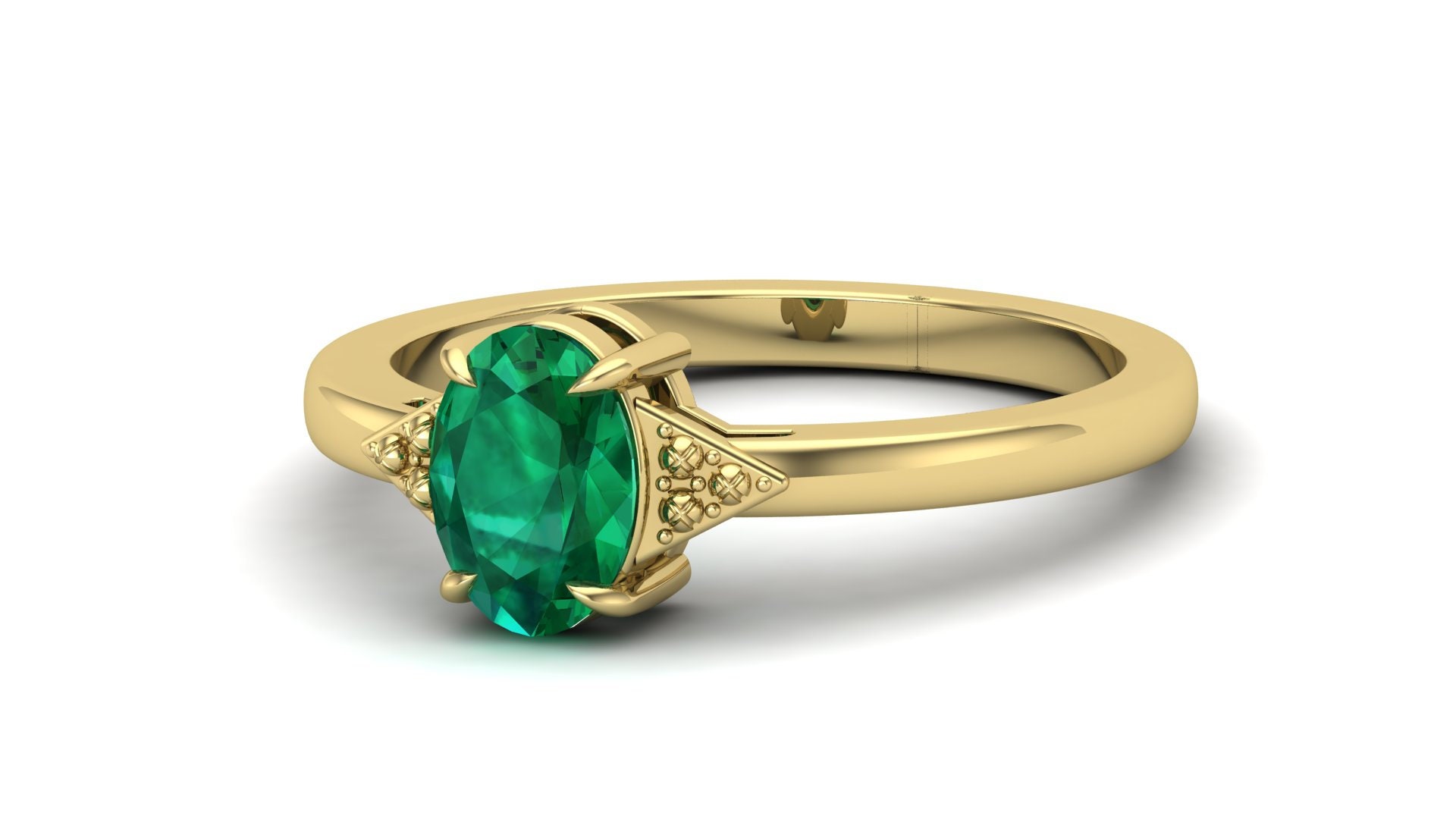 Oval 7x5MM Emerald Gemstone Wedding Ring Green Stone Ring For Etsy