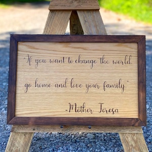 Mother Teresa Wood Burning Art Sign | Ready to Ship