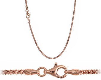 18K Rose Gold Popcorn Chain / 1.9mm Thick Rose Gold Necklace for Women with Lobster Clasp / 18 Carat Rose Gold over 925 Sterling Silver