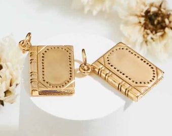 Bronze Book Charm Necklace for Her, Librarian Gift, Teacher Necklace, Writer, Reader, Literary Jewelry, Unique Gift for Book Lovers B1608