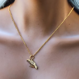 Bronze Raven Necklace, Gothic Bird Pendant for Women, Witchy Talisman Charm, Dark Woodland Jewelry Crow Totem, Mystical Gift for Her B6000