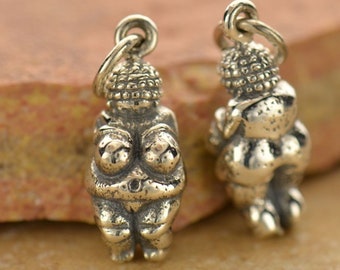 Sterling Silver Fertility Necklace, Venus of Willendorf Charm, Ancient Female Diety, Earth Goddess, Sacred Feminine 1478